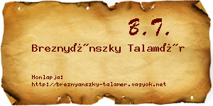 Breznyánszky Talamér névjegykártya